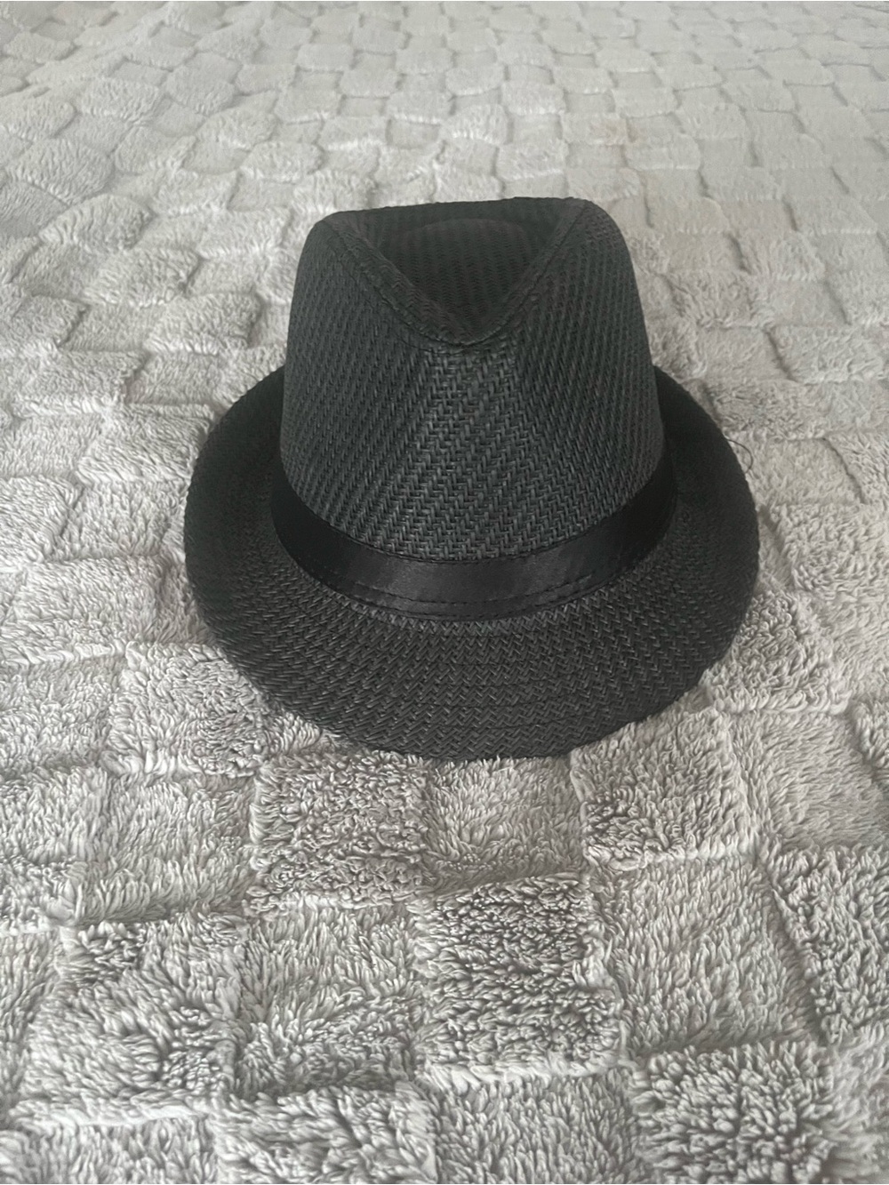 Black Straw Fedora with Satin Band
